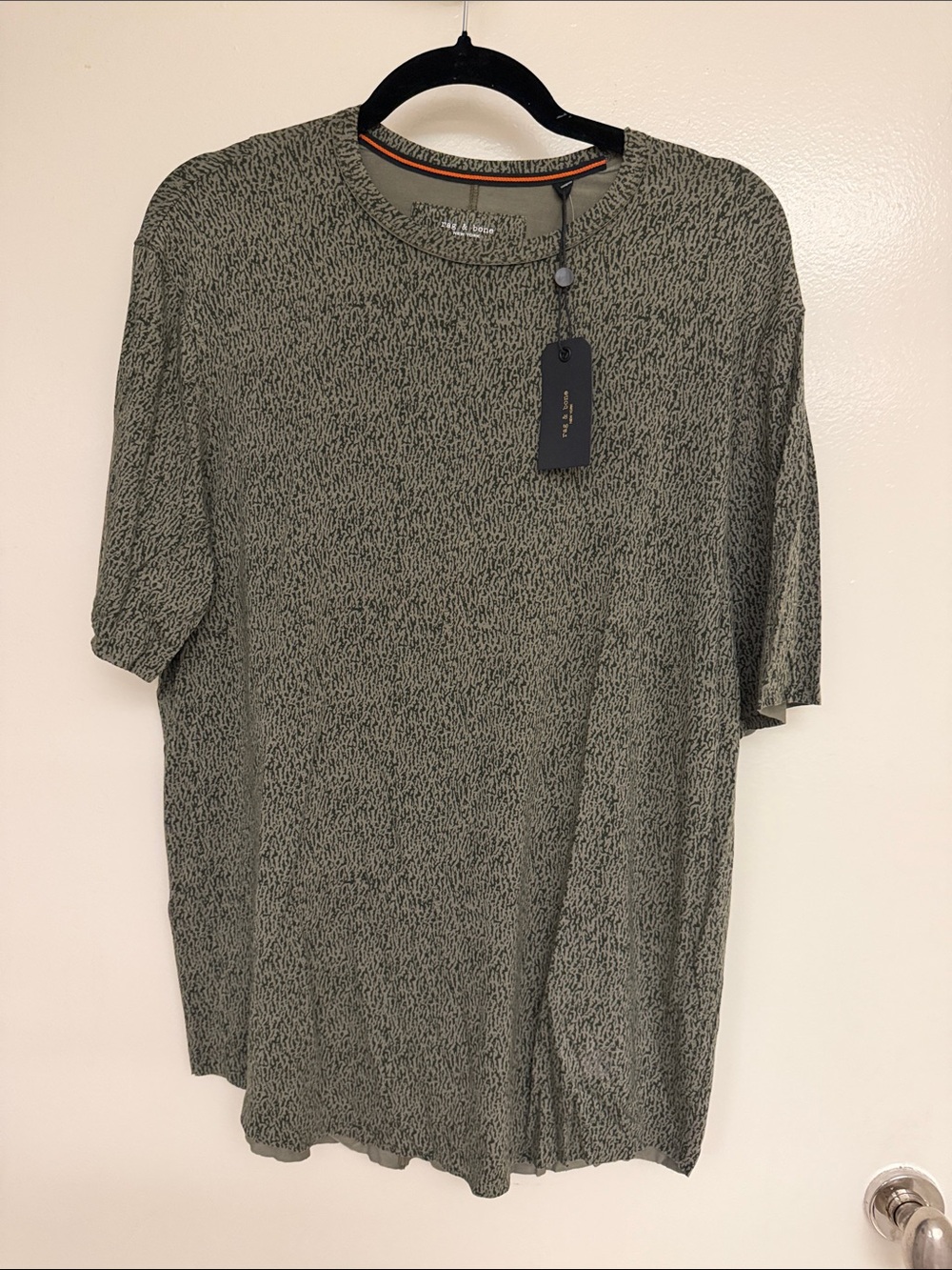 rag & bone Olive Green Textured Short Sleeve Crewneck Tee